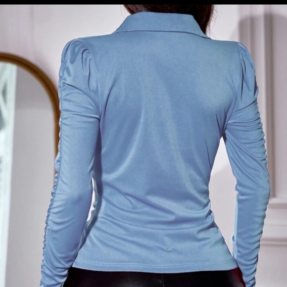 Blue Collared Ruched - Picture 4 of 4